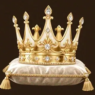 Gold crown on cushion — Cashmo